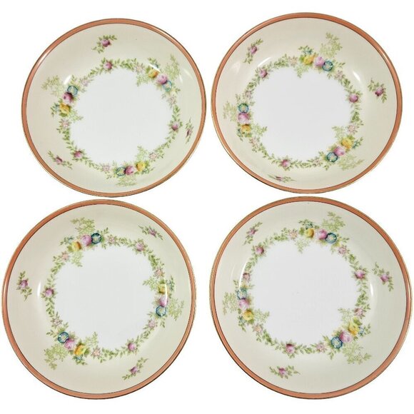Meito Japan Fine China Hand Painted Floral Accent Fruit Dessert Bowls – Set of 4 - Picture 1 of 16